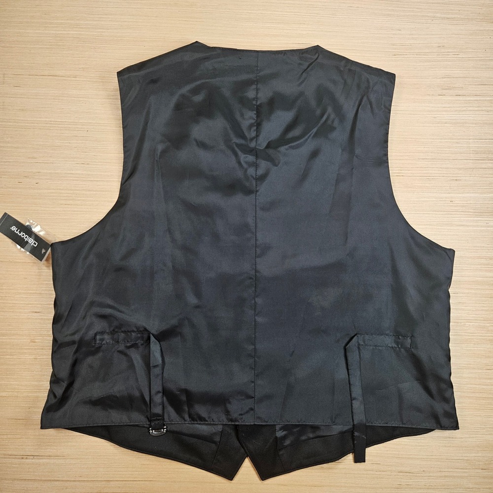 Claiborne Vest Mens XXL Black Easy Care Suit Waistcoat Formal Wedding NEW - Picture 7 of 13